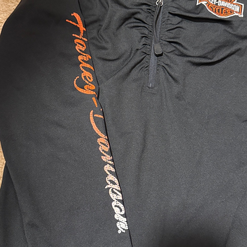 Harley-Davidson Black and Orange Quarter-Zip Shirt - Picture 4 of 5